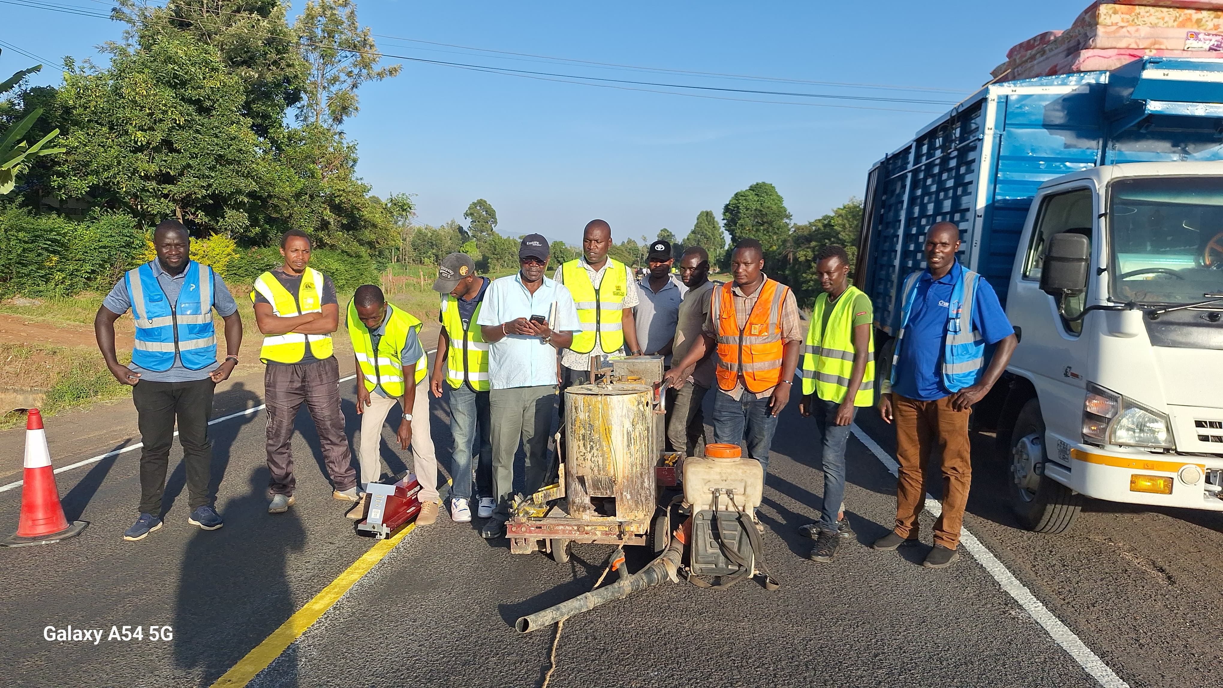 Quality testing using retroreflectometer on highway centerline paint